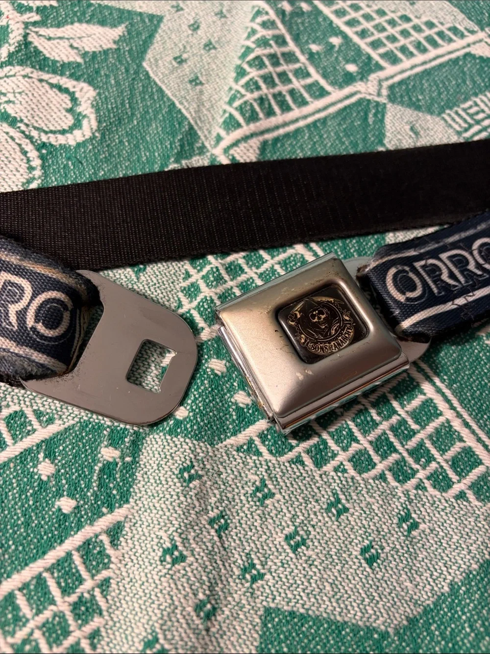 Sons of Anarchy Seatbelt-Style Belt with Silver Buckle